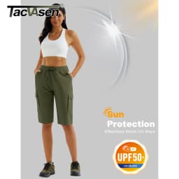 TACVASEN Womens 13 Inch Knee‑Length Cargo Bermuda Shorts UPF50+ Quick Dry Water Resistant Multi‑Pocket Lightweight Hiking Pants