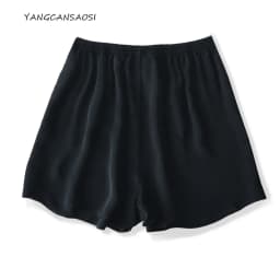 2026 Women's Casual Summer New 100% Natural Mulberry Silk Crepe De Chine Elastic Waist Black Skin Friendly Shorts