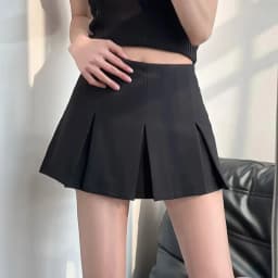 MUJER Pleated Skirt Shorts for Women Black High Waist Female Shorts Summer Basic Mini Shorts Women Streetwear Skort for Women
