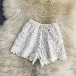 Boho Holiday Crochet Shorts for Women High Waist Hollow Out Lace-up Female Short Ladies Summer All-matching Trousers Dropship