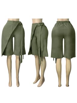 FAGADOER Women Wrap Front Bermuda Shorts High Waist Tie Wide Leg Culotte Pants Office Lady Casual Fashion Workwear Bottoms