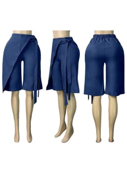 FAGADOER Women Wrap Front Bermuda Shorts High Waist Tie Wide Leg Culotte Pants Office Lady Casual Fashion Workwear Bottoms
