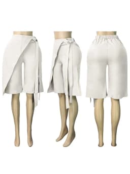 FAGADOER Women Wrap Front Bermuda Shorts High Waist Tie Wide Leg Culotte Pants Office Lady Casual Fashion Workwear Bottoms
