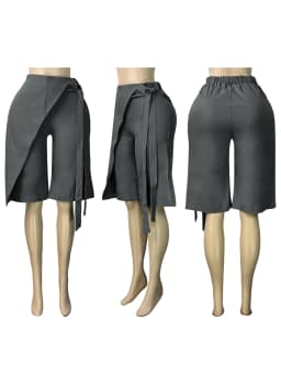 FAGADOER Women Wrap Front Bermuda Shorts High Waist Tie Wide Leg Culotte Pants Office Lady Casual Fashion Workwear Bottoms