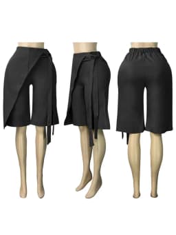 FAGADOER Women Wrap Front Bermuda Shorts High Waist Tie Wide Leg Culotte Pants Office Lady Casual Fashion Workwear Bottoms