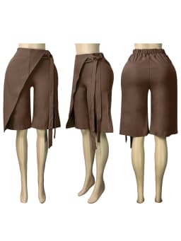 FAGADOER Women Wrap Front Bermuda Shorts High Waist Tie Wide Leg Culotte Pants Office Lady Casual Fashion Workwear Bottoms