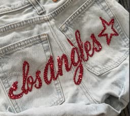 Women Retro Red Sexy Rhinestone Light Blue Washed Denim Shorts Street Hip Hop Spicy Girl Slim Fit Hot Pants Low Waist Shorts