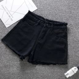 Jeans Women Summer Denim Shorts Wide-leg Pants Raw-edge Pocket Casual Pants Lady Loose Thin Wide-leg Pants White Black Blue