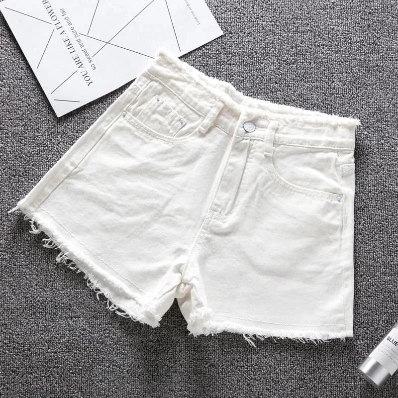 Jeans Women Summer Denim Shorts Wide-leg Pants Raw-edge Pocket Casual Pants Lady Loose Thin Wide-leg Pants White Black Blue