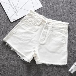 Jeans Women Summer Denim Shorts Wide-leg Pants Raw-edge Pocket Casual Pants Lady Loose Thin Wide-leg Pants White Black Blue