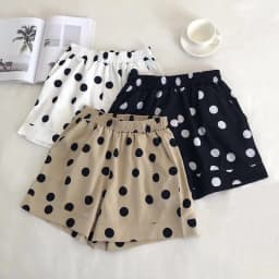 Elastic Waist Dot Loose All-match Youth Vintage A-line Casual Shorts Summer Print Fashion Wide Leg Pants Trend Women Clothing