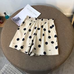Elastic Waist Dot Loose All-match Youth Vintage A-line Casual Shorts Summer Print Fashion Wide Leg Pants Trend Women Clothing