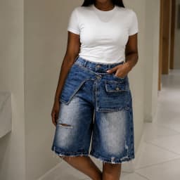 Women's High Waist Distressed Ripped Loose Fit Casual Denim Shorts with Frayed Hem Washed Look Summer Streetwear Bottoms