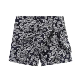 YENKYE New 2025 Women Floral Embroidery Knot Shorts Skirts Vintage High Waist Side Zipper Casual Summer Skort Pantalones Cortos