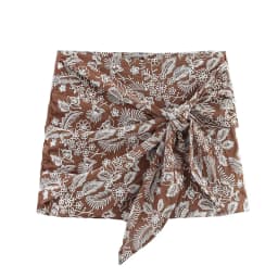 YENKYE New 2025 Women Floral Embroidery Knot Shorts Skirts Vintage High Waist Side Zipper Casual Summer Skort Pantalones Cortos