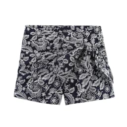 YENKYE New 2025 Women Floral Embroidery Knot Shorts Skirts Vintage High Waist Side Zipper Casual Summer Skort Pantalones Cortos