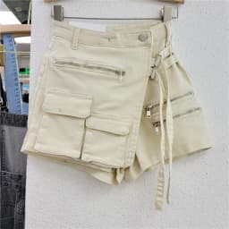Denim Skirt Women Jeans Culottes Cargo Shorts Irregular Washed High Waist Multiple Y2k Punk Streetwear Short Pants Summer 2025
