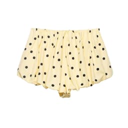 YENKYE New 2026 Women Yellow Polka Dot Bubble Shorts Elastic Waist Casual Cute Summer Bloomers