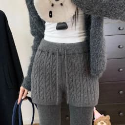 Japanese Women's Cable Knitted Shorts Autumn Winter Elastic Waist Straight Leg Short Pants Woman Soft Cozy Solid Color Shorts