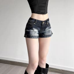 Design Gradual Low Waist Jeans Denim Shorts Women Retro Old Metal Buckle Tight Hip Y2k Shorts
