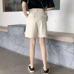 Summer High Waist Wide Leg Suit Shorts for Women 2025 Solid Color Loose Straight Office Ladies Short Pants Korean Pocket Shorts