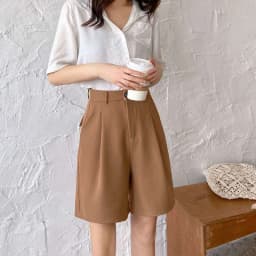 Summer High Waist Wide Leg Suit Shorts for Women 2025 Solid Color Loose Straight Office Ladies Short Pants Korean Pocket Shorts