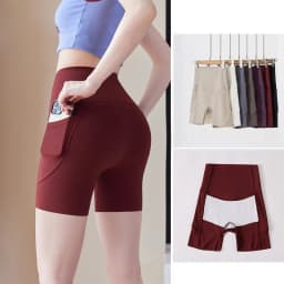 Summer New Side Pocket Sharkskin Biker Shorts Women High Waist Safety Shorts Tight Sport Running Fitness Yoga Bicycle Shorts