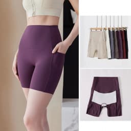 Summer New Side Pocket Sharkskin Biker Shorts Women High Waist Safety Shorts Tight Sport Running Fitness Yoga Bicycle Shorts