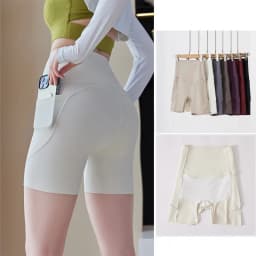 Summer New Side Pocket Sharkskin Biker Shorts Women High Waist Safety Shorts Tight Sport Running Fitness Yoga Bicycle Shorts