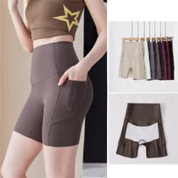 Summer New Side Pocket Sharkskin Biker Shorts Women High Waist Safety Shorts Tight Sport Running Fitness Yoga Bicycle Shorts