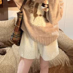Autumn Winter Faux Lamb Wool Shorts for Women Korean Casual High Waist Wide Leg Shorts Female Warm Comfort Mini Short Pants