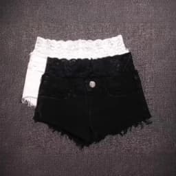 Lace Splicing Elastic Tigh Ultra-shorts Women's Denim Shorts Sexy Low-rise Hot Pants