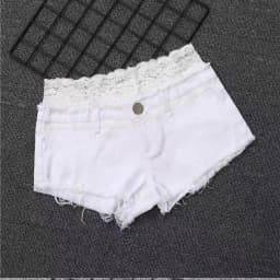 Lace Splicing Elastic Tigh Ultra-shorts Women's Denim Shorts Sexy Low-rise Hot Pants