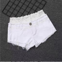 Lace Splicing Elastic Tigh Ultra-shorts Women's Denim Shorts Sexy Low-rise Hot Pants