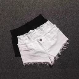 Lace Splicing Elastic Tigh Ultra-shorts Women's Denim Shorts Sexy Low-rise Hot Pants
