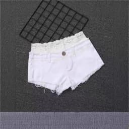Lace Splicing Elastic Tigh Ultra-shorts Women's Denim Shorts Sexy Low-rise Hot Pants