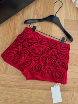SMTHMA New Autumn Small Fragrance Style 3D Three-Dimensional Rose Flower Short Women's Elegant Temperament Runway Shorts