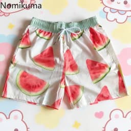 Print Shorts for Women's Bandage Elastic Waist Casual Wide Leg Pants 2026 New Bottoms Fashion Cute Pantalones Cortos De Mujer