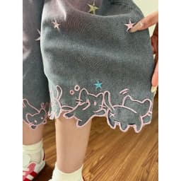 Neploe Embroidery American Vintage Cat Shorts Denim High Street Loose Slim Femme Pantalones Streetwear Personalized Wid Leg Pant