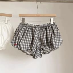 Womens Plaid Bubble Shorts Elastic Waist Bloomer Shorts Casual Short Pants Summer Streetwear