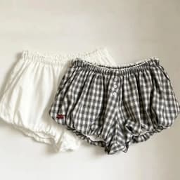 Womens Plaid Bubble Shorts Elastic Waist Bloomer Shorts Casual Short Pants Summer Streetwear
