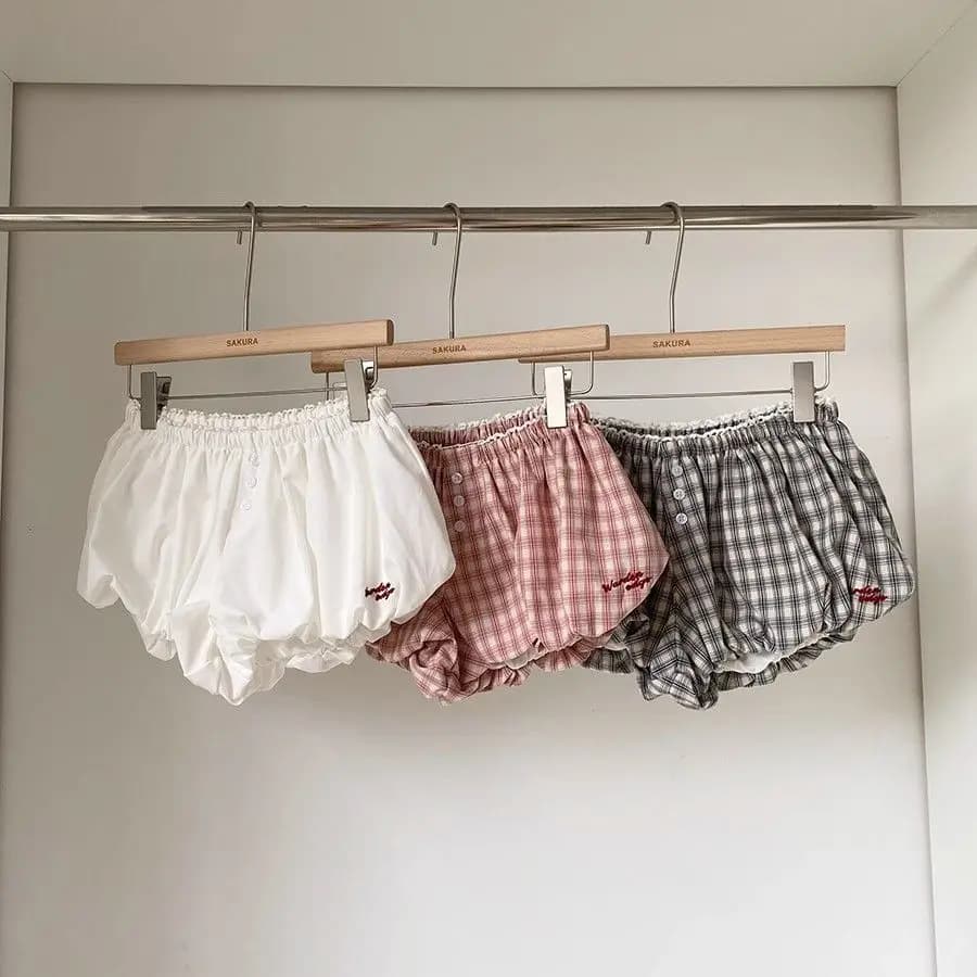 Casual Plaid High Waist Summer Shorts Women 2025 New Korean Sweet Fashion Wide Leg Shorts