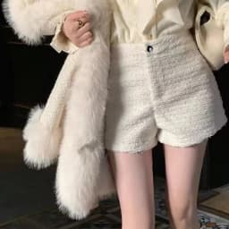 Autumn Winter Women's Tweed Shorts Autumn Winter 2026 High Waist Fashion Wide Leg Short Pants Woman Sexy Slim Fit Solid Short