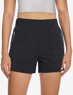 TACVASEN Womens High Waist Hiking Shorts Quick Dry Golf Shorts Multi Zip Pockets Lightweight Elastic Waist Athletic Outdoor Shor