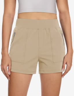 TACVASEN Womens High Waist Hiking Shorts Quick Dry Golf Shorts Multi Zip Pockets Lightweight Elastic Waist Athletic Outdoor Shor