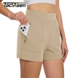 TACVASEN Womens High Waist Hiking Shorts Quick Dry Golf Shorts Multi Zip Pockets Lightweight Elastic Waist Athletic Outdoor Shor