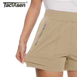 TACVASEN Womens High Waist Hiking Shorts Quick Dry Golf Shorts Multi Zip Pockets Lightweight Elastic Waist Athletic Outdoor Shor
