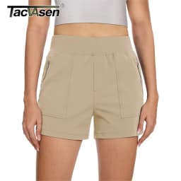 TACVASEN Womens High Waist Hiking Shorts Quick Dry Golf Shorts Multi Zip Pockets Lightweight Elastic Waist Athletic Outdoor Shor