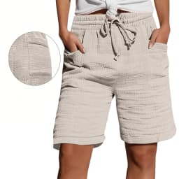High Waist Drawstring Pocket Cotton Shorts Summer Women Casual Short Pants