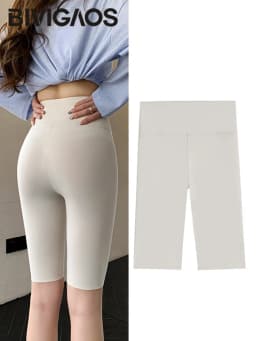 BIVIGAOS Summer Solid Color Sharkskin Cycling Shorts Women Casual Slim Short Leggings Thin High Waist Sport Fitness Biker Shorts